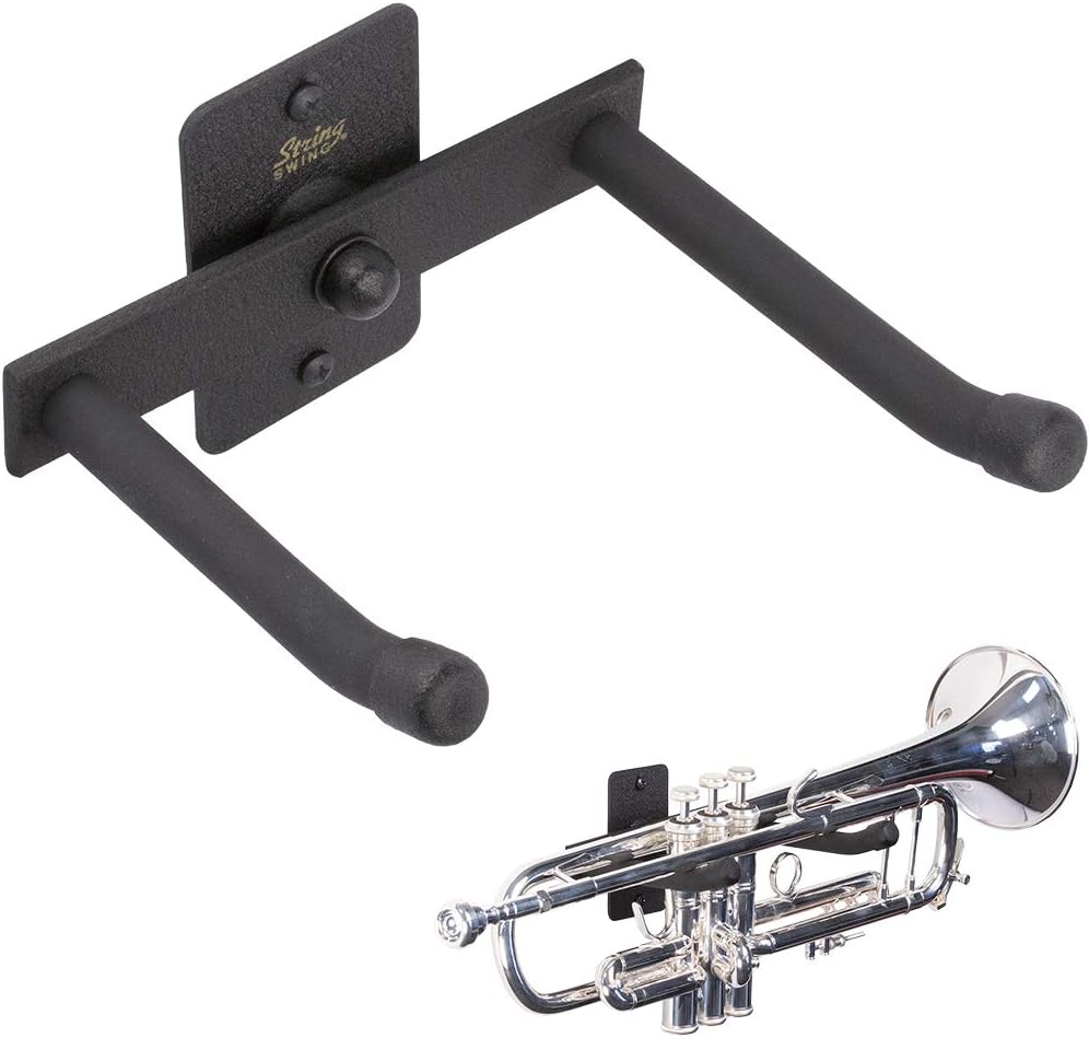 String Swing Horizontal Wall Mount Trumpet Holder - Stand for All Trumpets Including Piccolo and Pocket - Musical Instruments Safe Without Hard Cases - Made in USA
