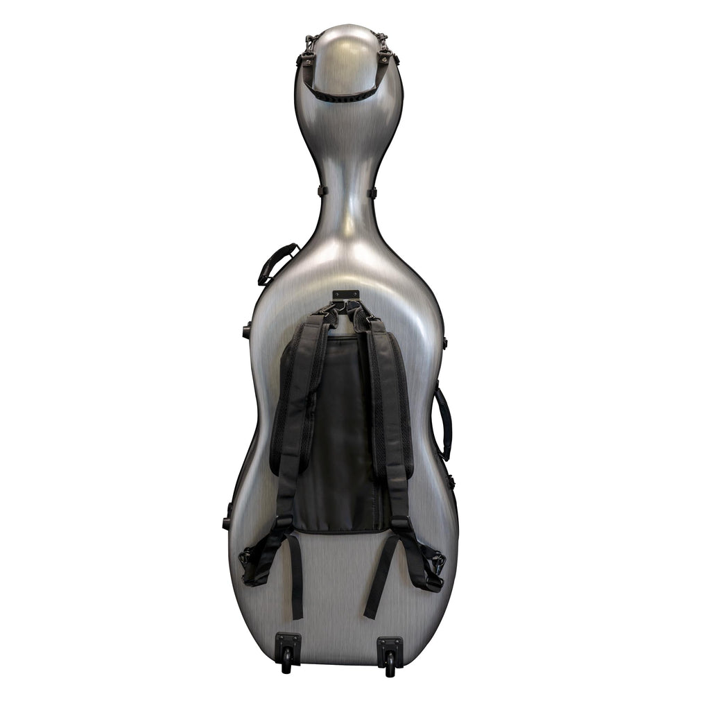 MI&VI Forte Series Hard Cello Case (Full Size) with Wheels — Polycarbonate Tough Shell Case for 4/4 Sized Cellos (White)
