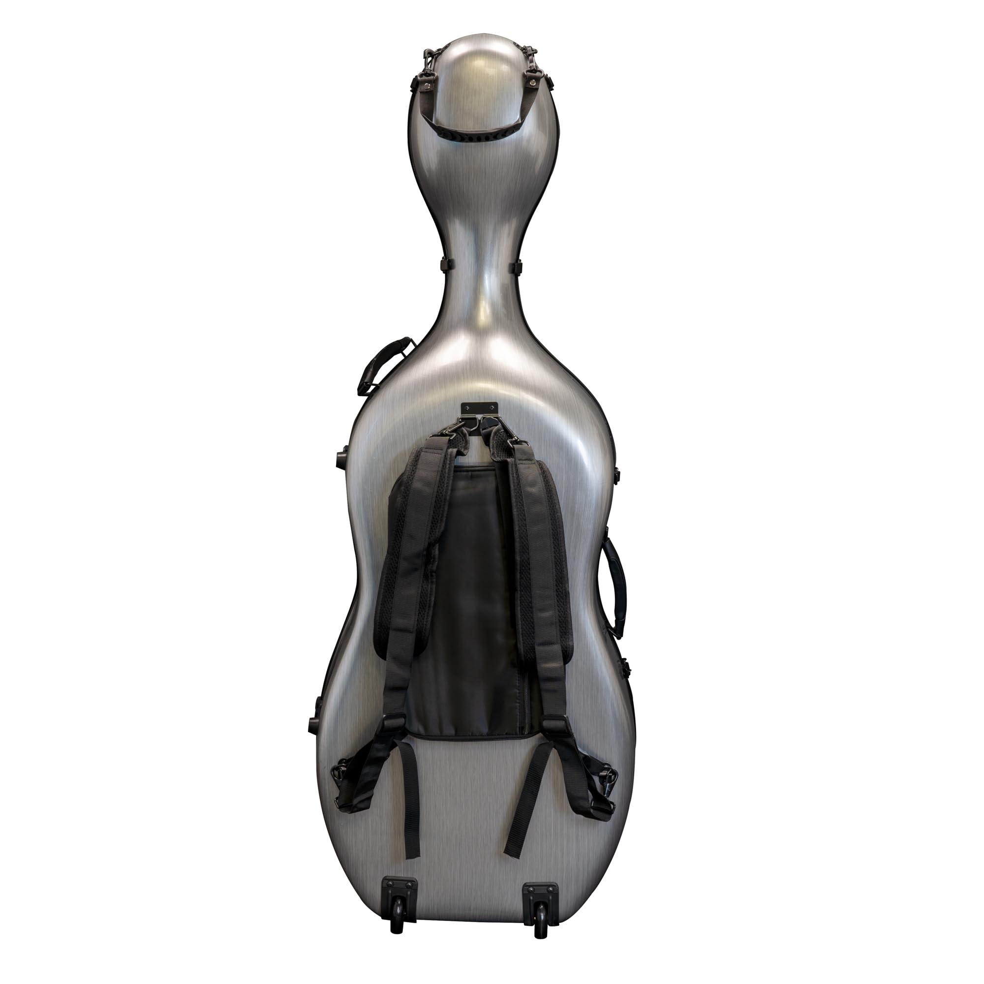MI&VI Forte Series Hard Cello Case (Full Size) with Wheels — Polycarbonate Tough Shell Case for 4/4 Sized Cellos (White)