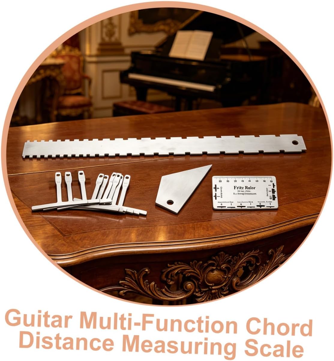 Vaguelly Guitar String Action Gauge Ruler Steel Luthier Setup Tool Multifunctional Electric Guitar Fretboard Measuring Instrument for Repair and Adjustment