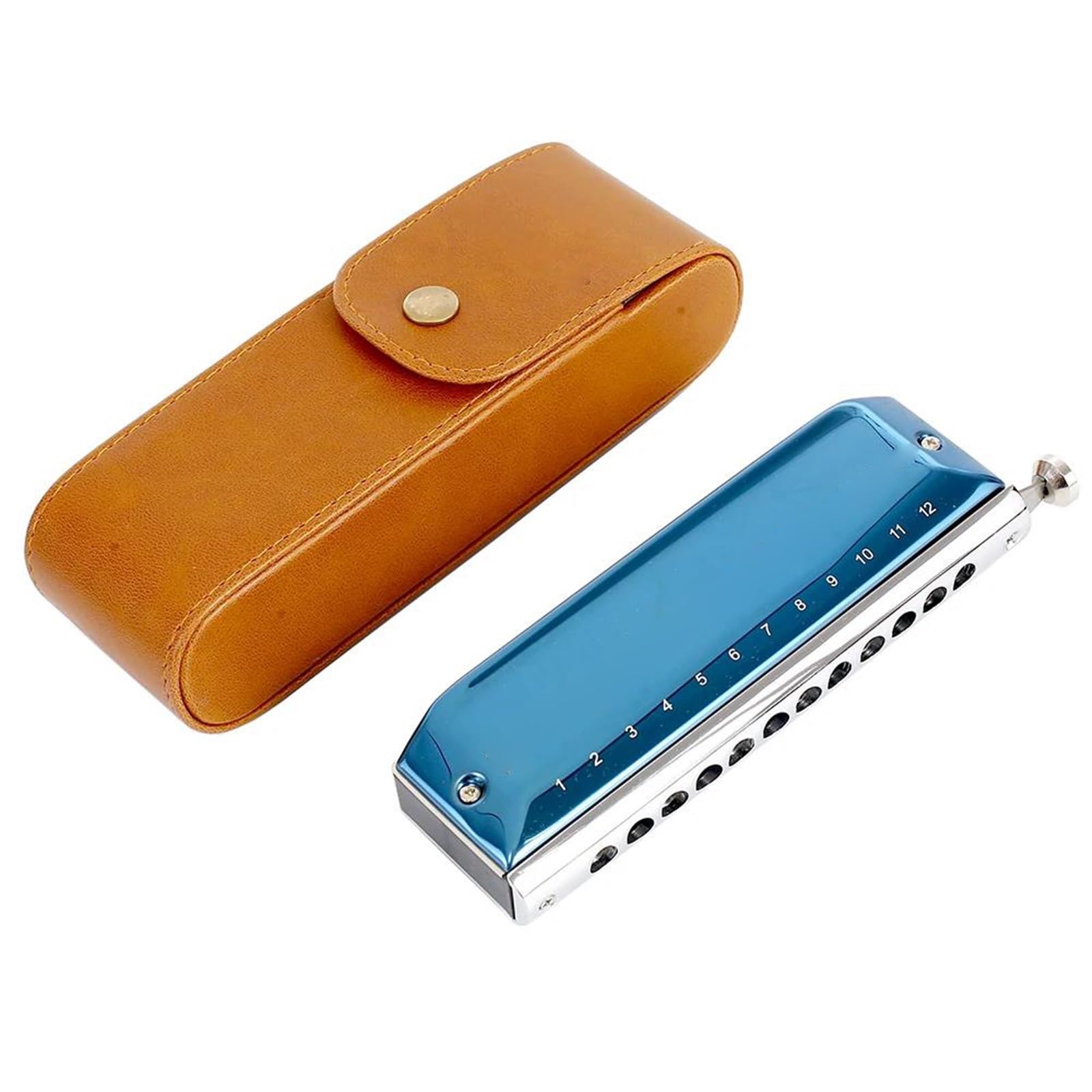 Chromatic Harmonica Performer Mouth Organ Harp Key Of C Musical Instruments 12 16 Holes 48 64 Tone Harmonica Professional (Color : 12-Bb)