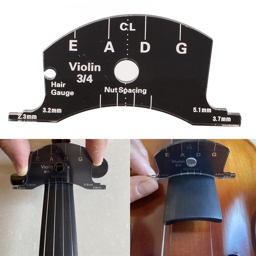 Violin Bridge Reference Tool, Acrylic Template for 4/4 3/4 | String Height Measurement, Pillow Width Check, Luthier Repair Use, 4/4 And 3/4 Violin Sizes, Portable Template