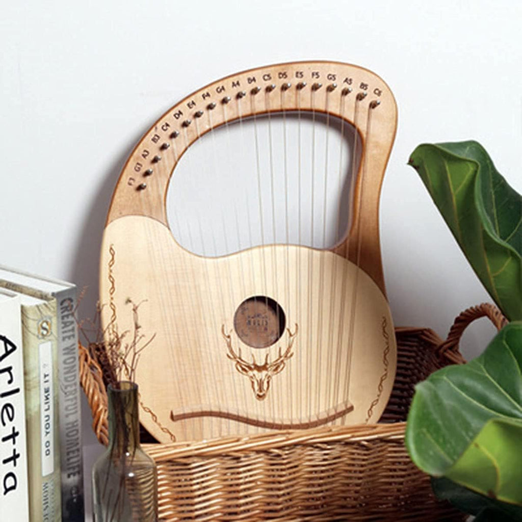 21 String Lyre Harp Solidwood Mahogany with Carry Bag, Chinese Harp Heptachord for Beginner Music Lovers Kids Adult Musical Instrument