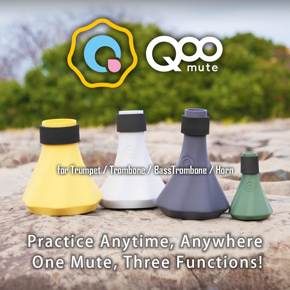 Trombone Practice Mute – Ultra-Quiet, Lightweight 3-in-1 Capsule (Silencer, Blowing, Tone) – Tenor Trombone – QooMute (Midnight - Gray)