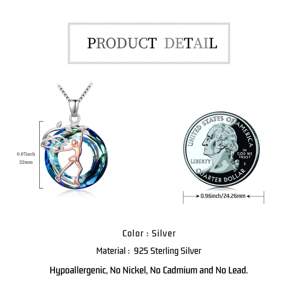 Sport/Music Necklace for Women 925 Sterling Silver Crystal Pendant Tree of Life Jewelry Gifts for Sport Players