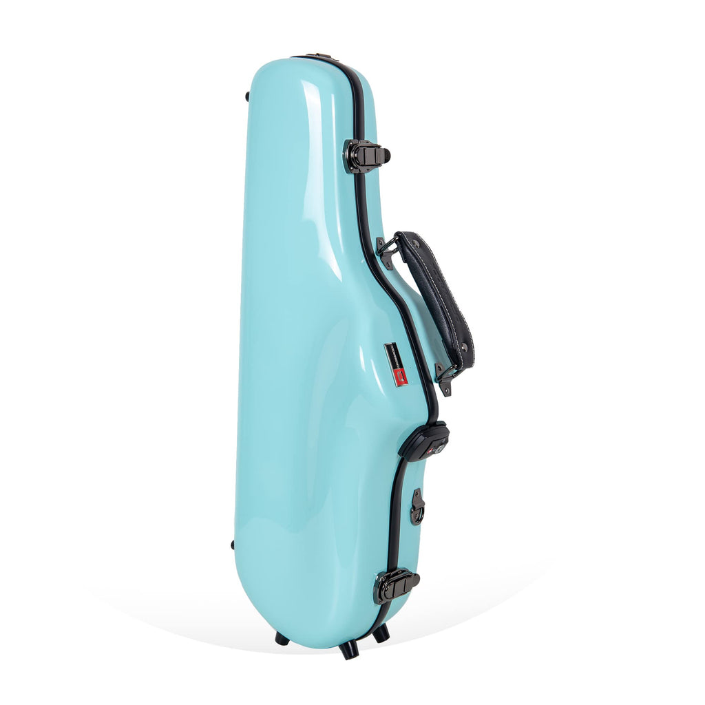 Crossrock Pro-Grade Straight Soprano Saxophone Case | Crimson Red Gloss, TSA Lock, Elite Protection, Detachable Backpack Straps, Accessory Pocket for Professional Musicians