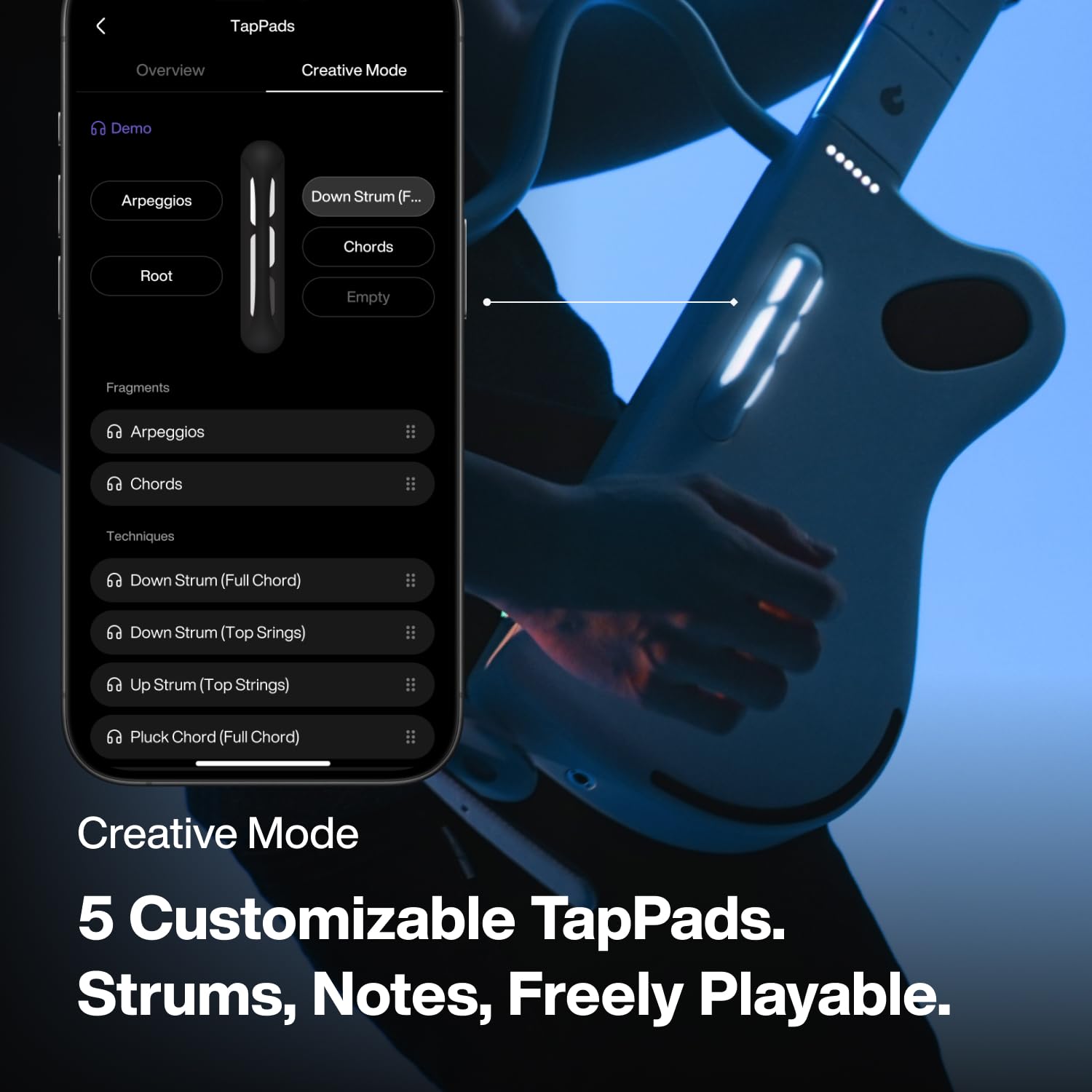LAVA GENIE Stringless Smart Guitar, No Strings Attached, Hundreds of Instrument Presets, Onboard Speaker, Foldable, Detachable, White, 30.5 inch.