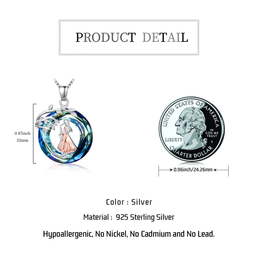 Sport/Music Necklace for Women 925 Sterling Silver Crystal Pendant Tree of Life Jewelry Gifts for Sport Players