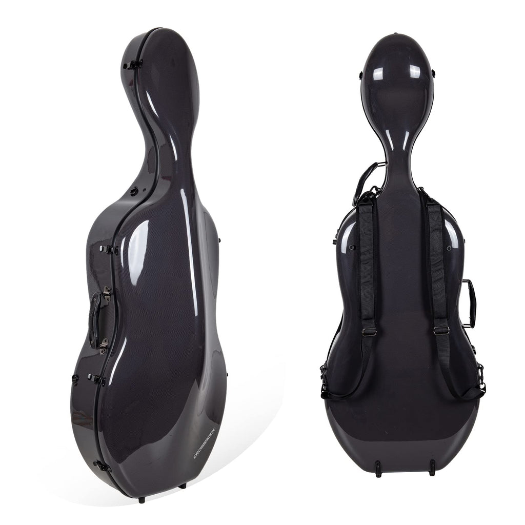 Crossrock Carbon Fiber Case fits for 4/4 Full Size Cello with Removable Shoulder Straps-Black(CRF3020CEFBK)