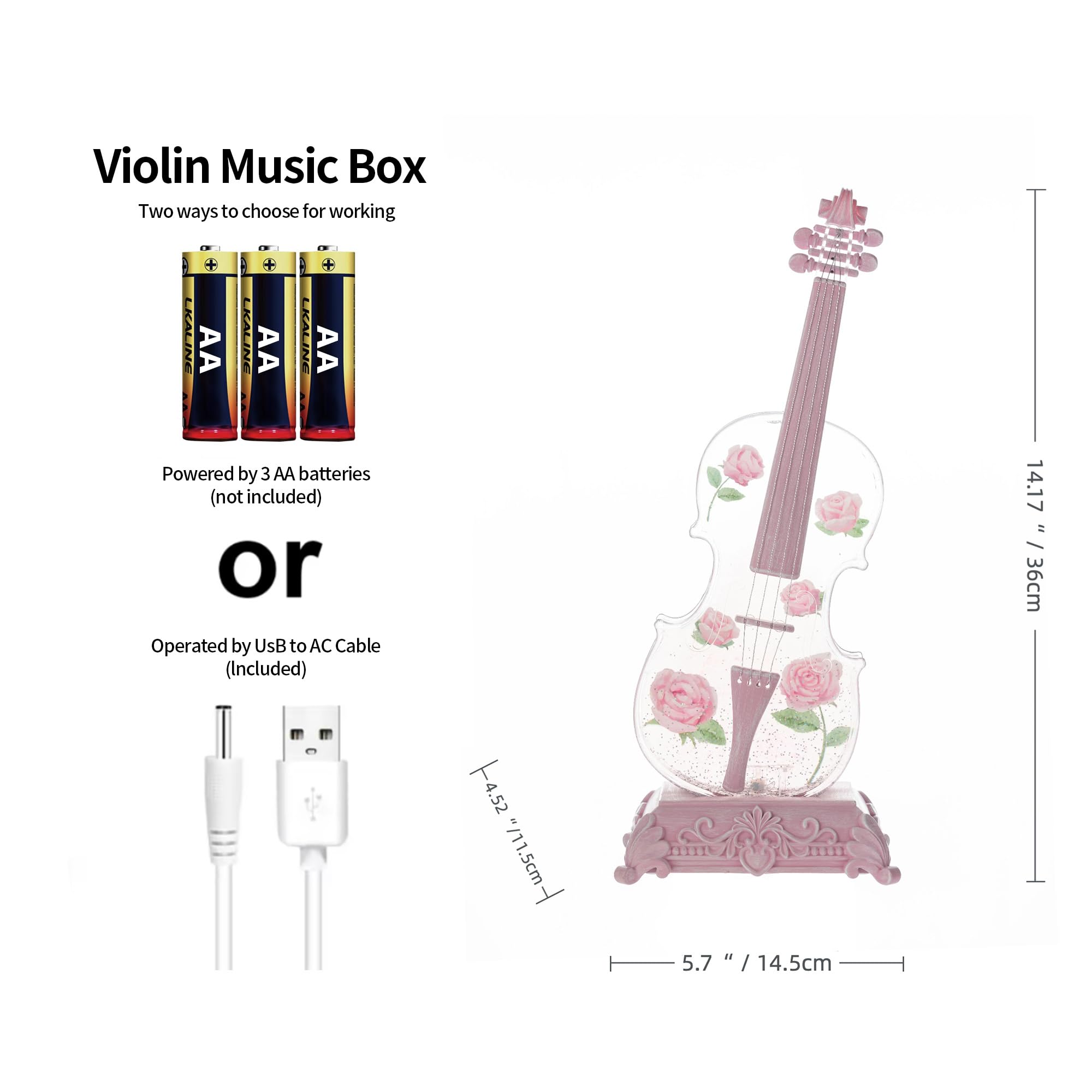 Violin Snow Globe Music Box Gifts for Kids Friends Little Girls Women Granddaughter Sister Violinists Birthday Valentine's Day Weddings Anniversaries Decor Christmas Decorations (Unicorn)