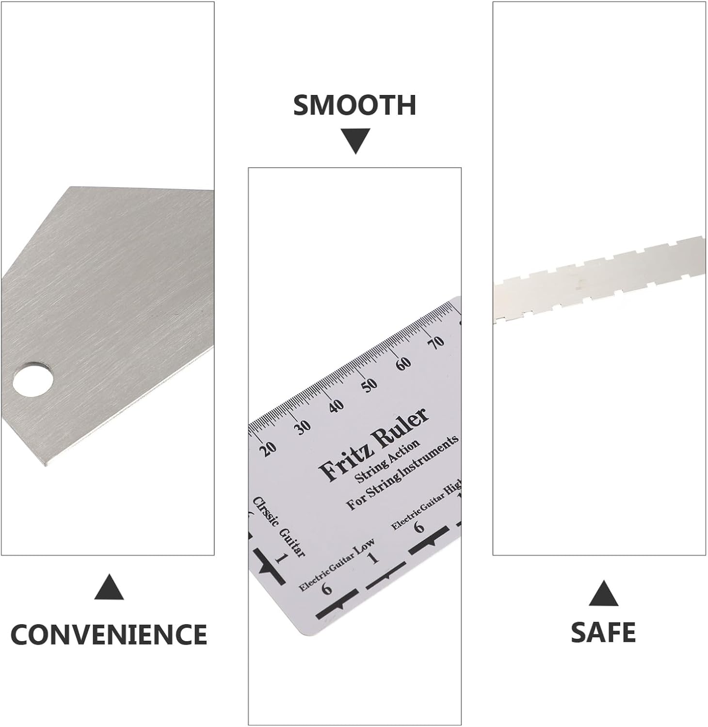 Milisten 3Pcs Guitar Leveling Tool Set Notched String Action Ruler Neck Straight Edge for Accurate Fret Measurement for Electric Guitars Basses Compact Easy to Store
