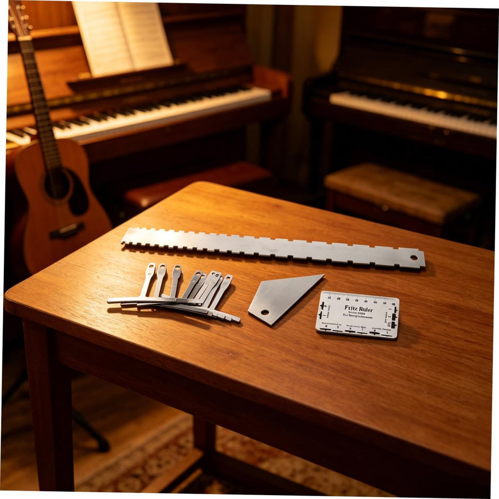 VICASKY Guitar String Action Gauge Ruler for Electric Bass Guitars, Multifunctional Luthier Tool for String Height, Fretboard Radius Bridge Measurement, Professional Setup Repair