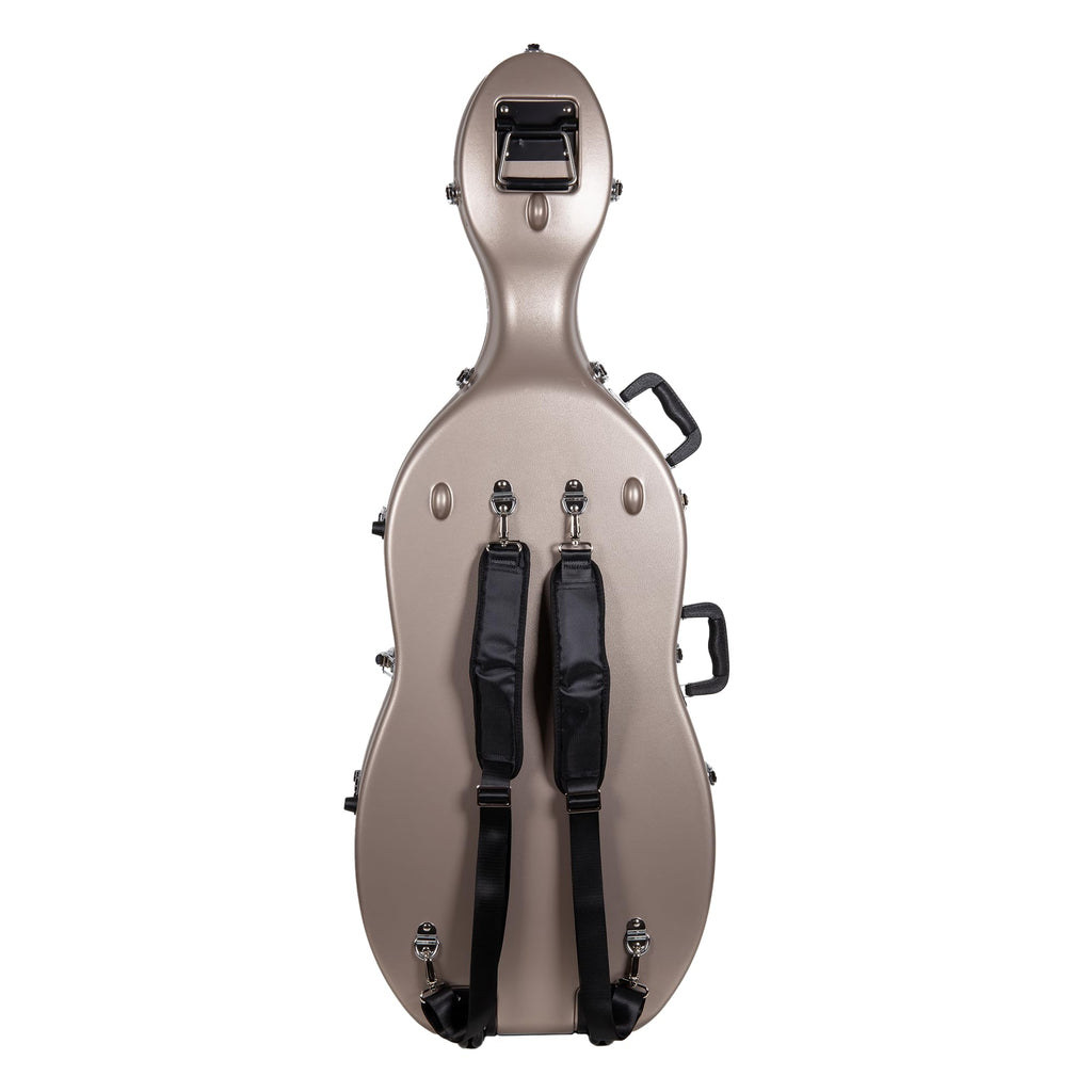 Crossrock ABS Cello Case for 4/4 & 3/4 Size | Wine Red Velvet Interior, Molded Hardshell with Wheels, Lock, Dual Bow Holders & Backpack Straps-Dark Red (CRA862CEFDR)