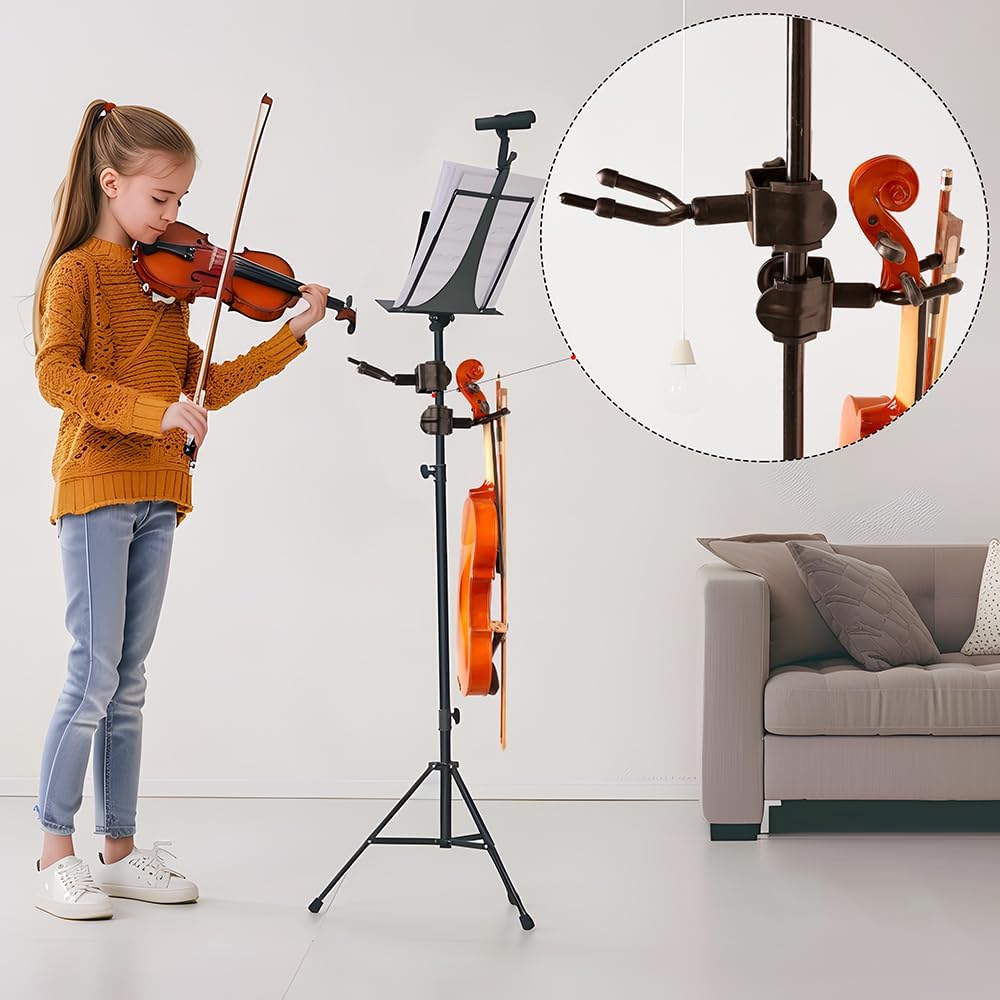 Violin Hanger, Violin & Viola Stand for Microphone or Sheet Music Stand, Violin Holder for Desktop, Viola Hook for Stage Shows or Practices at Home