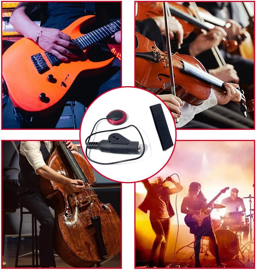 2Pcs Piezo Contact Microphone Pickup, for Guitar Violin Banjo Mandolin Ukulele Cello, with 1/4 Inch Jack & Cable.