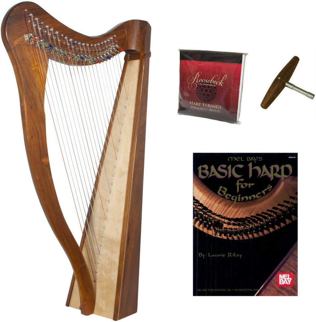 Roosebeck 22-String 5-Panel Heather Harp w/Chelby Levers & Play Book