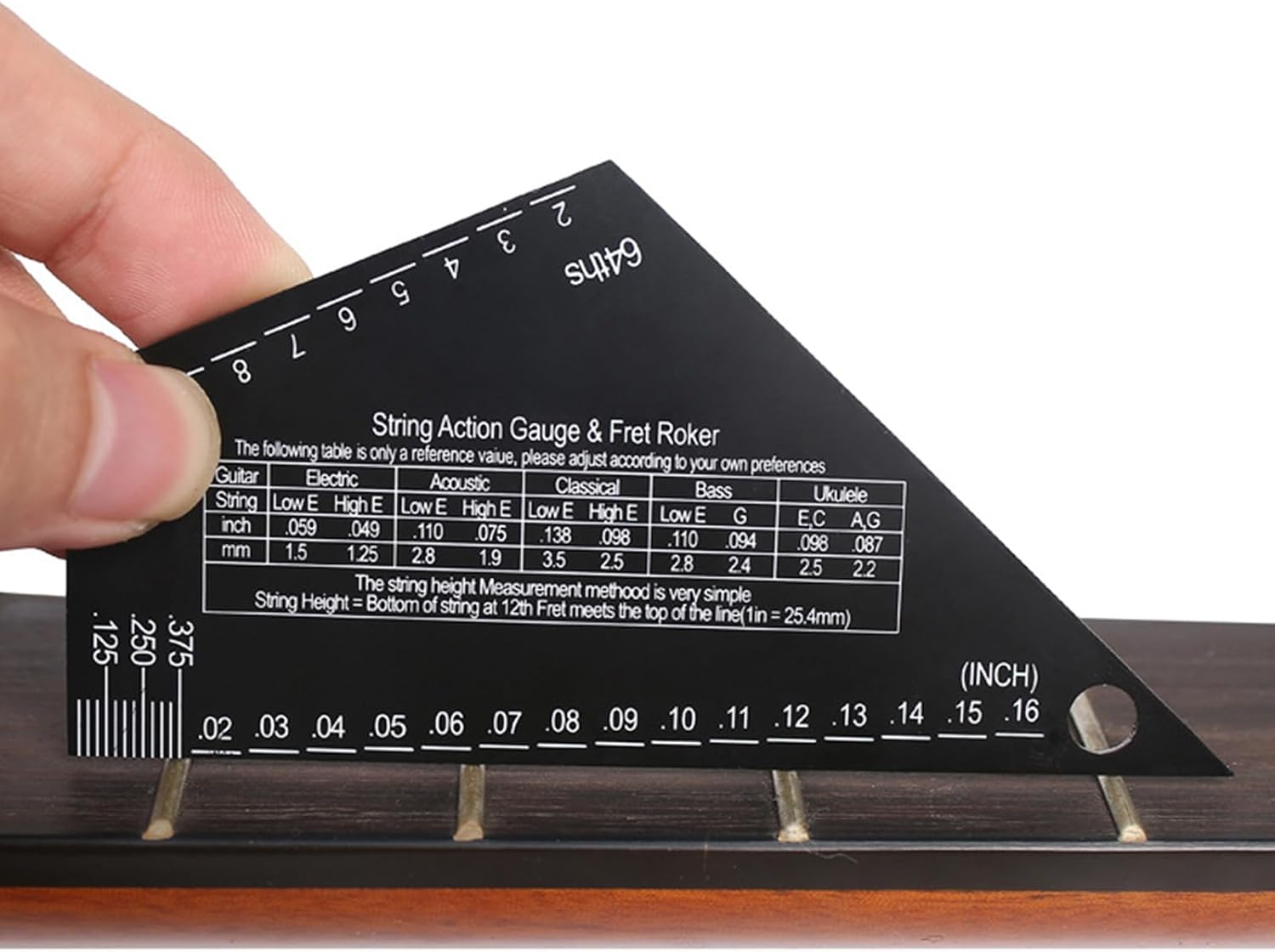 Guitar String Action Gauge String Height Ruler Guitar Fret Rocker Fret Leveling Guide High Precise Guitar Luthier Tool