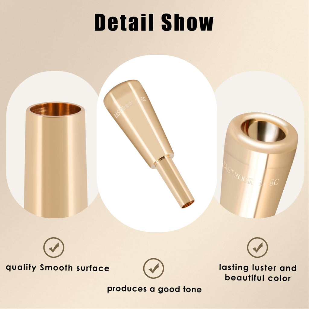 EASTROCK Trumpet Mouthpiece1.5C Trumpet Mouthpiece Brass Bullet Shape Instrument Accessories Silver