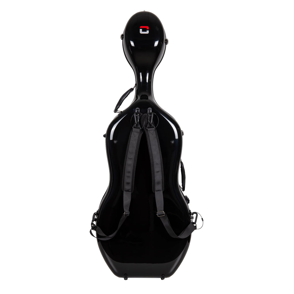 Crossrock Professional 4/4 Carbon Fiber Cello Case | 6lb Ultra-Light TSA Hardshell | Adjustable Magic Pads & Anti-Scratch Cover | Gloss Crimson Finish