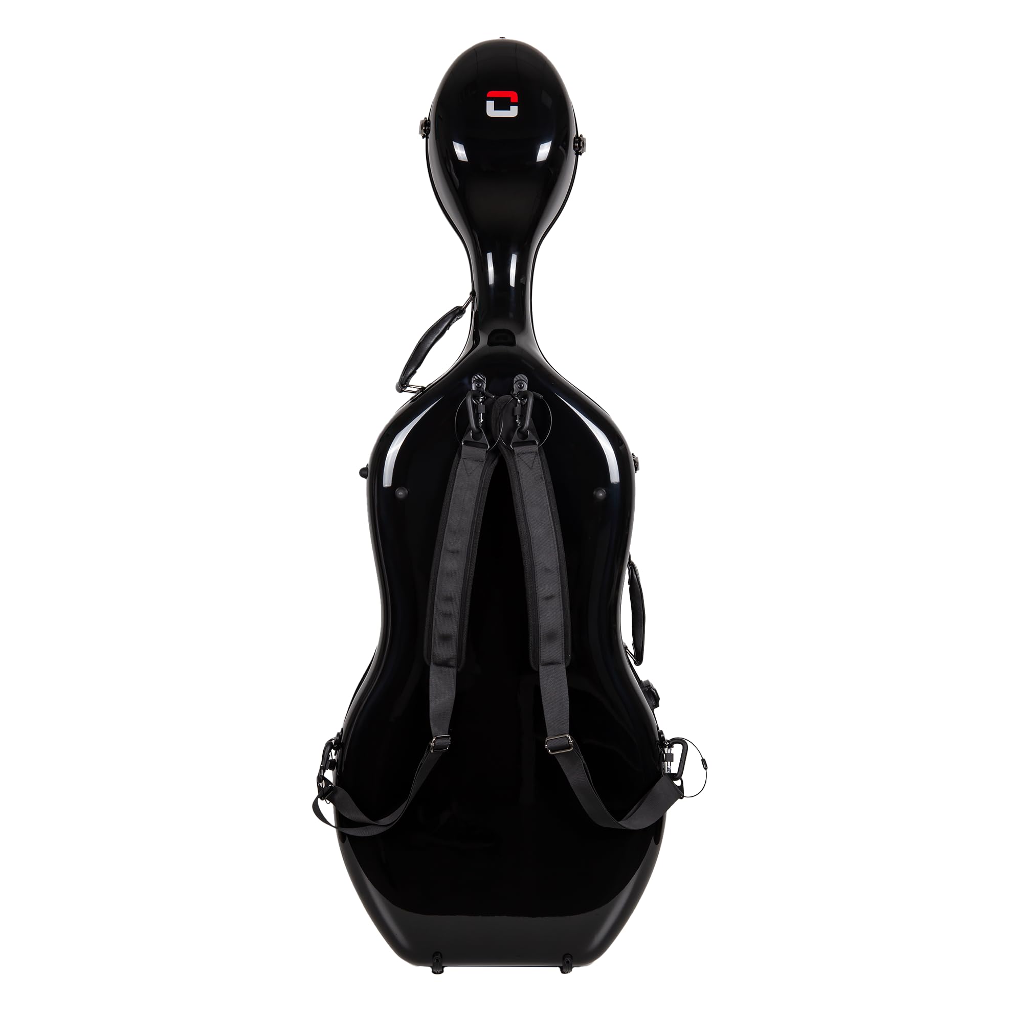 Crossrock Professional 4/4 Carbon Fiber Cello Case | 6lb Ultra-Light TSA Hardshell | Adjustable Magic Pads & Anti-Scratch Cover | Gloss Crimson Finish