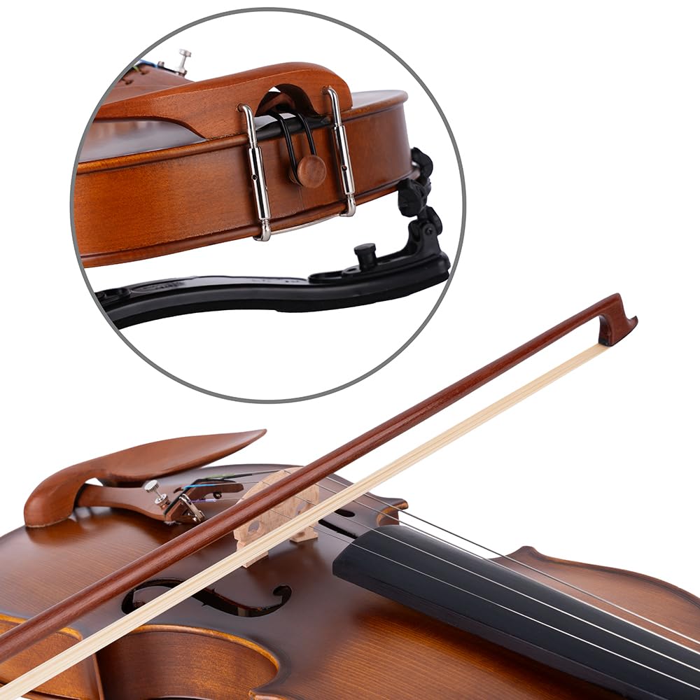 Rhythm Violin Set for Beginners,Acoustic Violins Starter Kit Package for Student,Beginners Fiddle with Hard Case, Rosin, Shoulder Rest, Bow, and Extra Strings (NATURAL, Full)