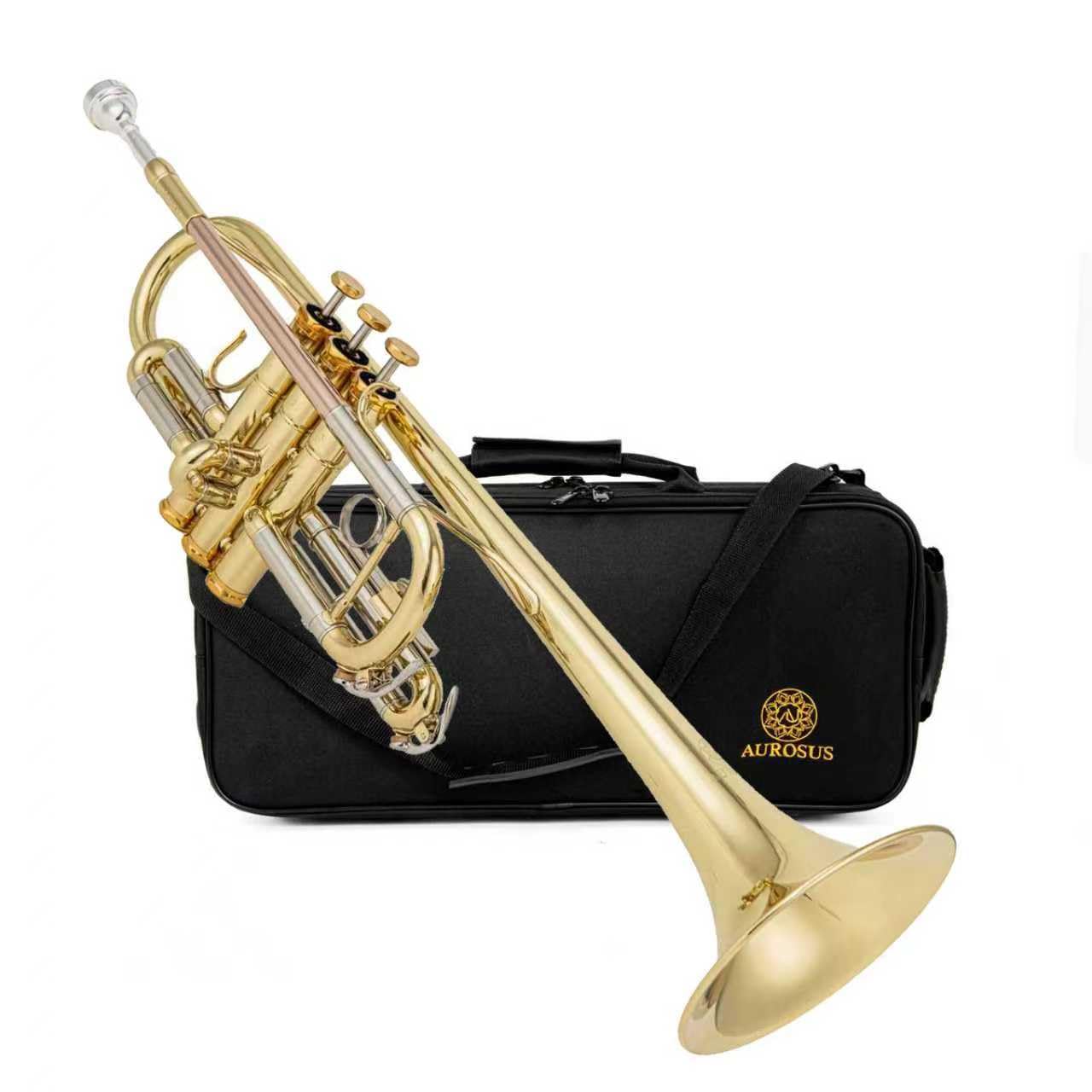 Bb trumpets red gold brass leadpipe mouthpipe advanced student professional trumpet Musical Instruments For Beginner Adults (710 gold brass)