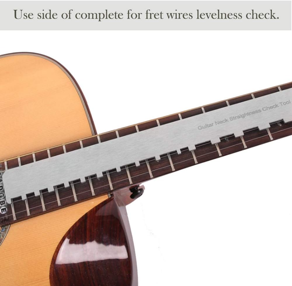 Guitar Neck Notched Straight Edge Luthiers Tool, String Action Gauge Ruler