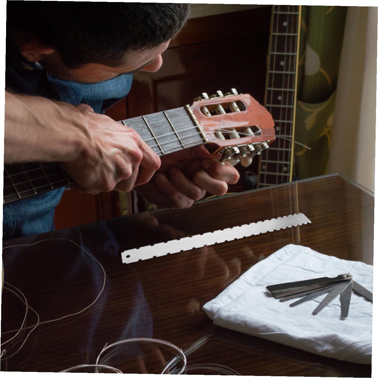 Guitar String Height Ruler and Radius Gauge Multifunctional Measuring Tool for Electric Guitar Action Setup and Repair