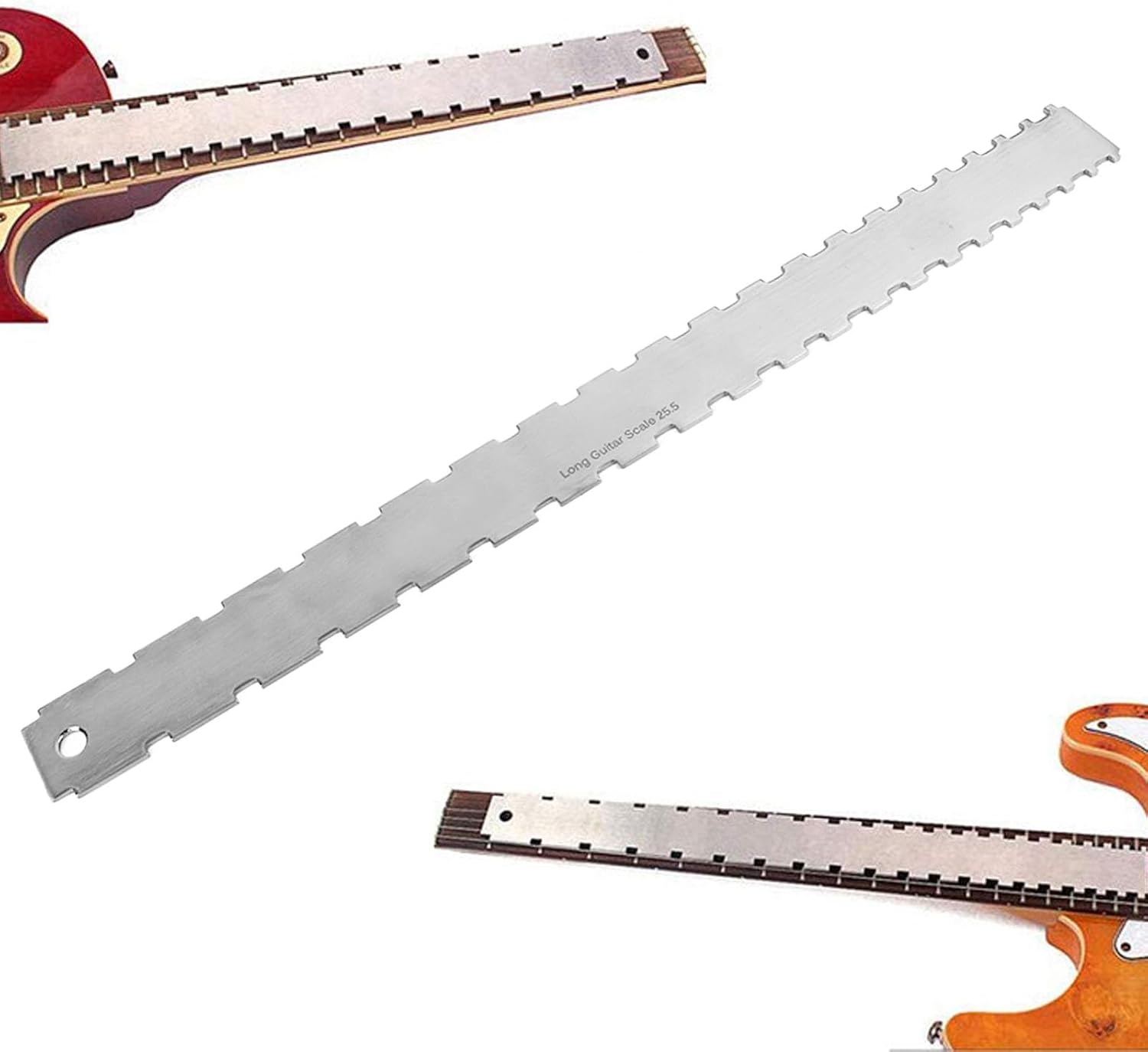 Guitar Neck Ruler, String Action Ruler Gauges, Stainless Steel Guitar Neck Notched Straight Edge Gauges for Most Guitar Fretboards