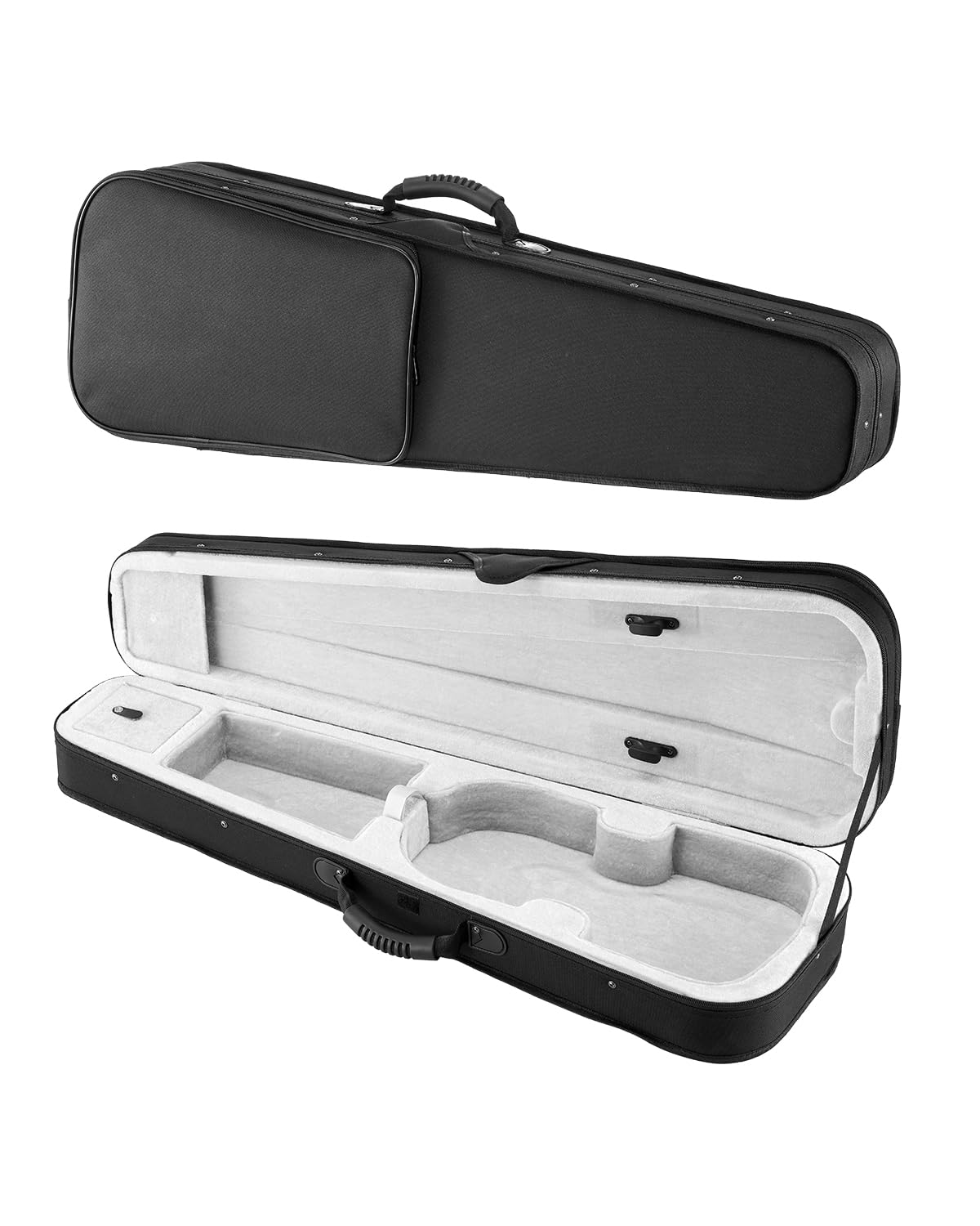 VEVOR 4/4 Full Size Violin Case, Built-in Hygrometer, Lightweight Portable Travel Carrying Bag, with Plush Lining, Dual Shoulder Straps, Anti-Scratch, Professional Triangular Shape, for Violin, Black