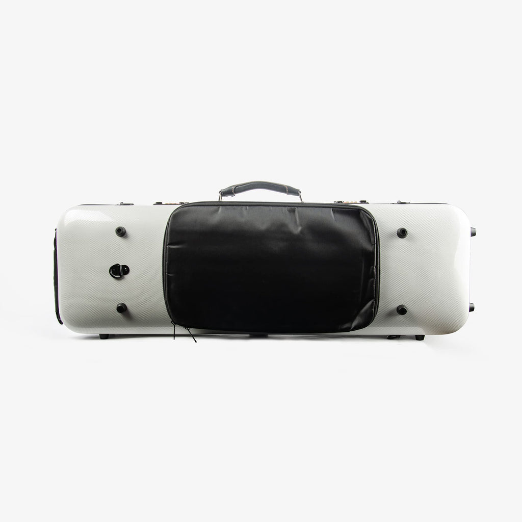 Christina 4/4 Full Size Violin case High-Strength Carbon Fiber Rectangular Violin Music Bag With Combination Lock and Extra Bag White Violin Hard Case (VB-Square-White Stripe spot)