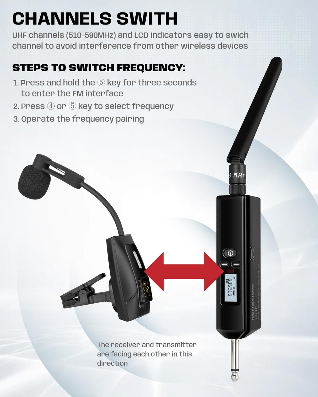 UHF Wireless Violin Cello Microphone System Violin Pickup Clip-on Instrument Microphones with Transmitter and Receiver for Musicians, Teachers, Stage Performances, Active PA Systems, 196ft Range