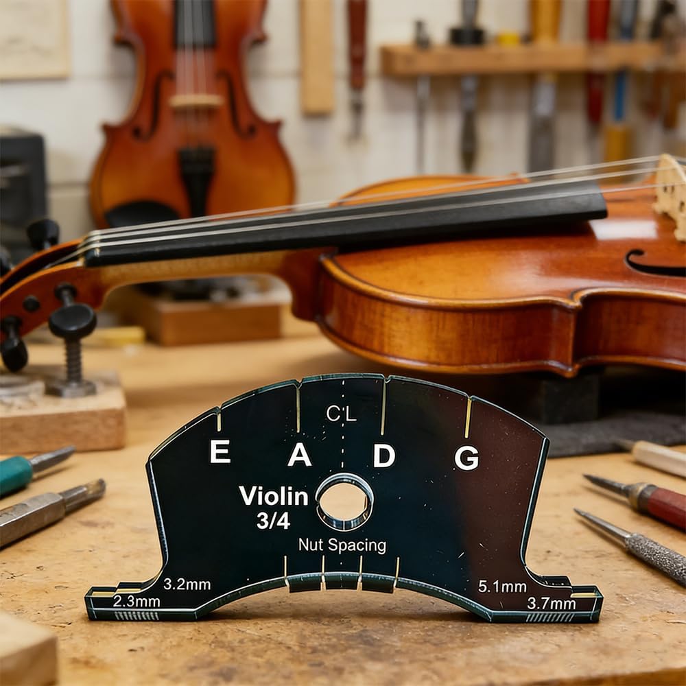 Multifunctional Violin Bridge Repair Reference Tool, Violin Bridge Shaping & String Spacing Gauge (4/4)