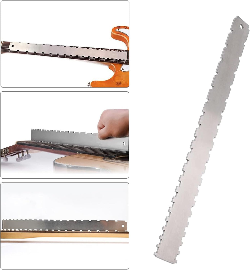 Set of 3 Guitar Tools,Notched Straight Edge Luthier Tools with String Action Ruler,Guitar Fret Tools for Guitar Neck and Fretboard Maintenance