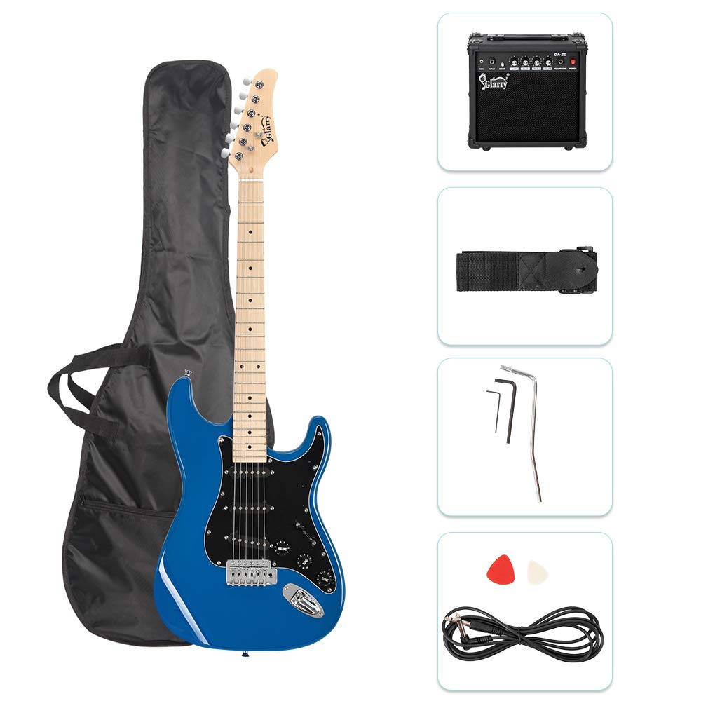 GLARRY Full Size Electric Guitar for Music Lover Beginner with 20W Amp and Accessories Pack Guitar Bag (GREEN, Left Handed 39")