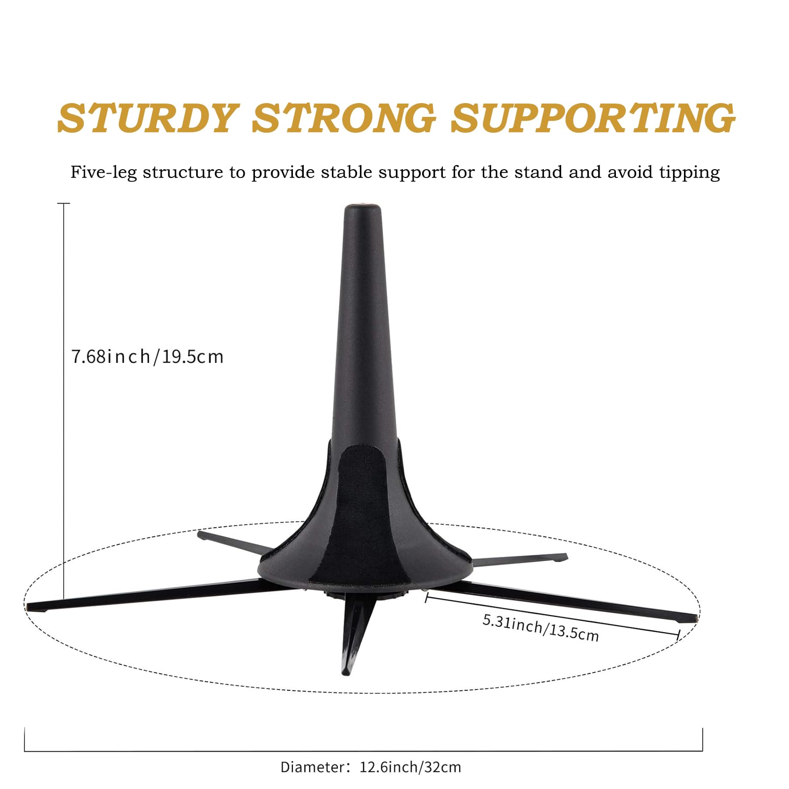 MOONBACK Trumpet Stand, Portable Trumpet Stand Holder 5 Legs Stand Foldable Detachable Stable Metal Legs for trumpet, Trumpet Insturment Stand Accessories Black