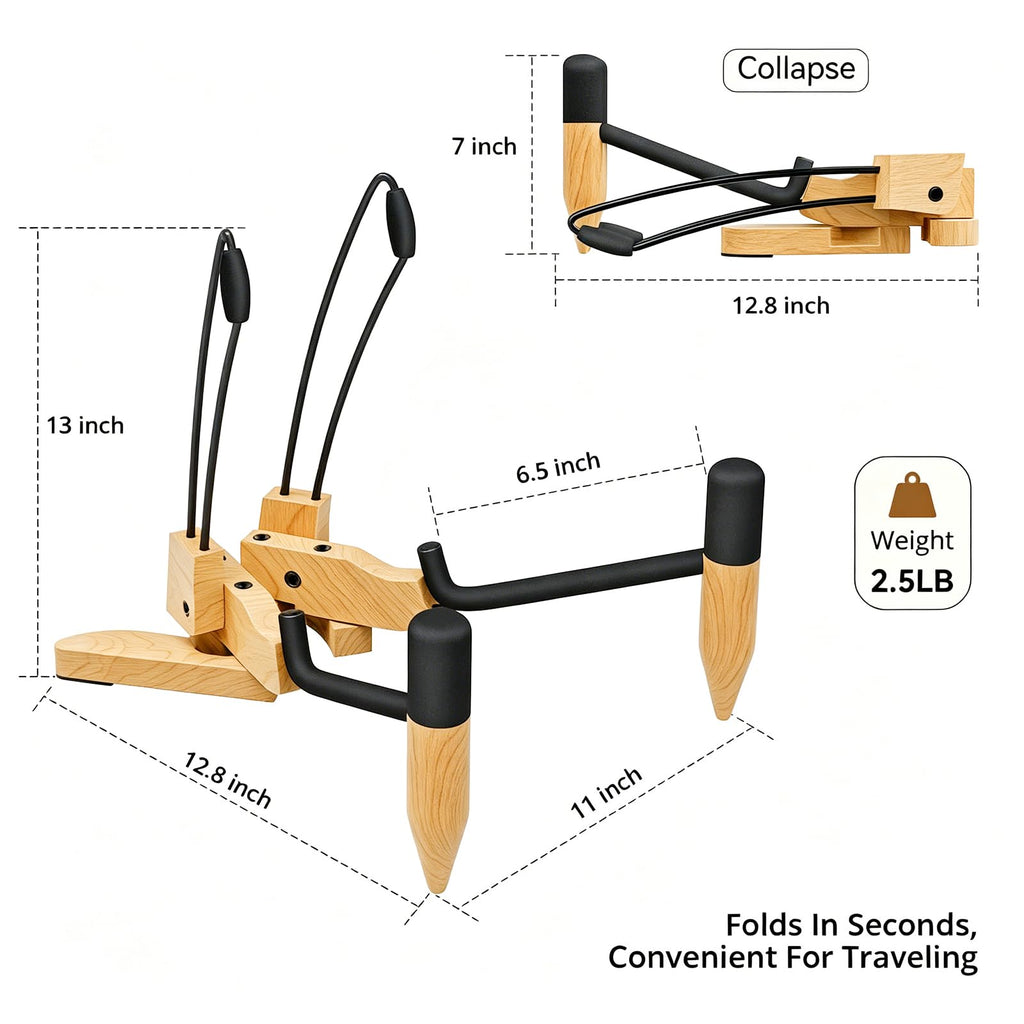 MUSO Guitar Stand , Guitar Stand Floor for Acoustic Guitar, Electric Guitar, Bass Guitar, Cello Compact and Portable Storage, Travel Stand, Home, Studio, or Concert Use