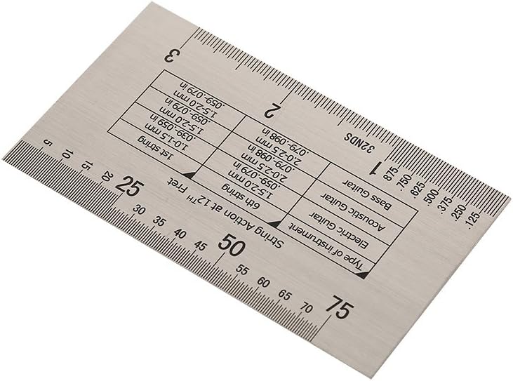 Guitar String Action Ruler Gauge Tool with Fret Protectors Luthier (SILVER) |