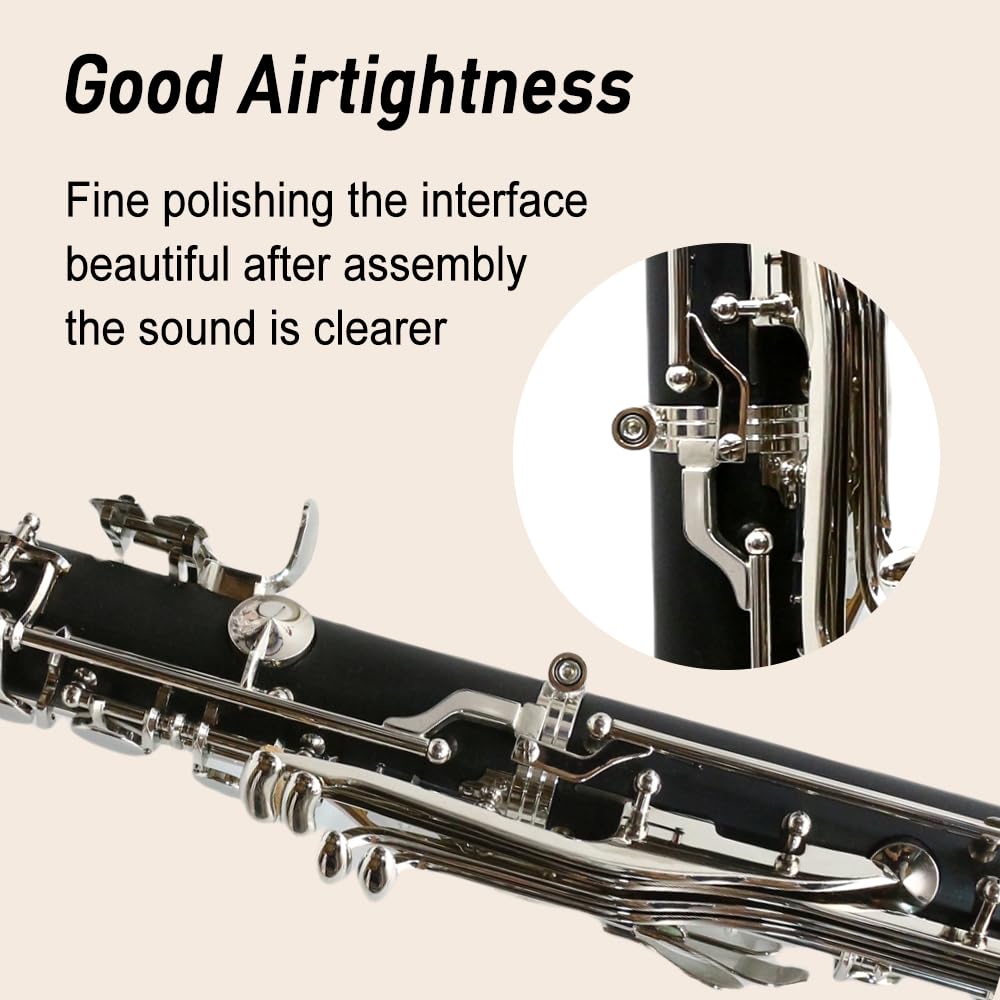 Bass Clarinet Low E | Nickel-Plated Keys, Rich Sound & Durable Hard Rubber Body - Includes Starter Accessories