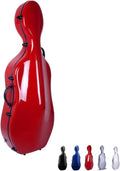 Crossrock Cello Case 4/4 Size, Fiberglass Hard Case with Backpack Straps and Wheels (red)
