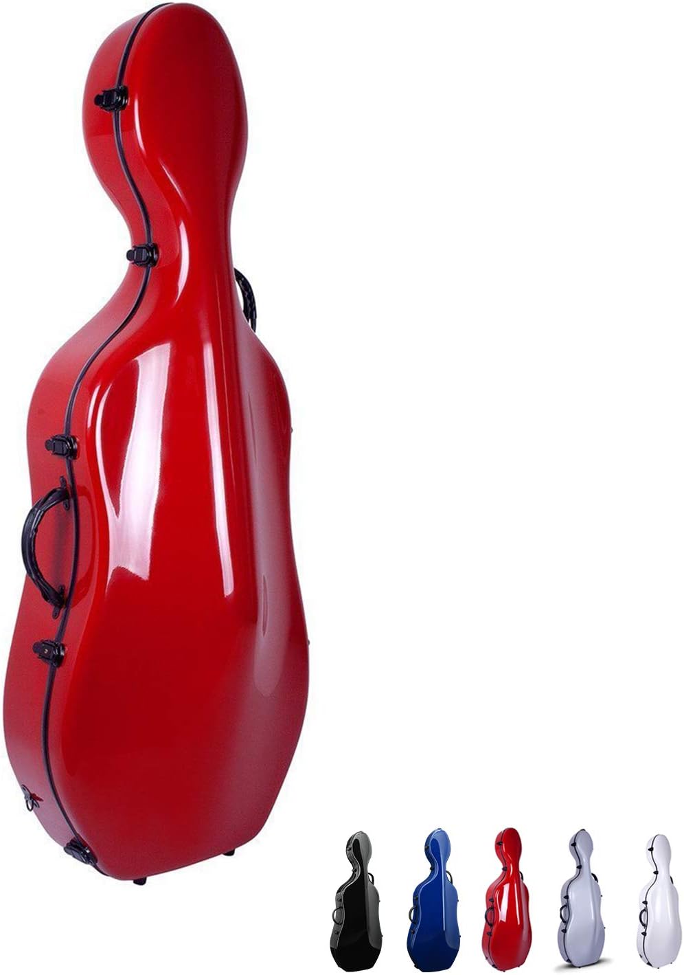 Crossrock Cello Case 4/4 Size, Fiberglass Hard Case with Backpack Straps and Wheels (red)