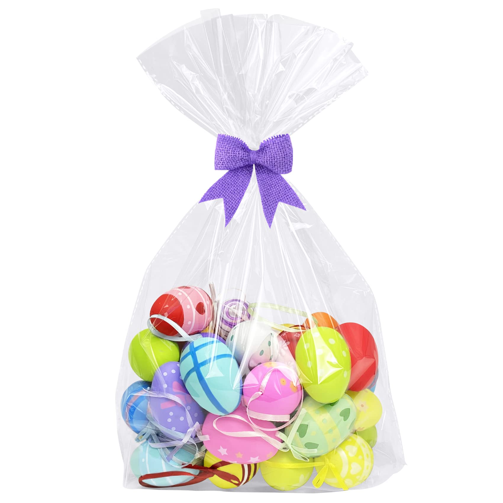 Morepack Large Cello/Cellophane Bags,30x 40 Inches Clear Basket Bags OPP Plastic Cellophane Wrap for Gift Baskets Packaging 20 Pieces (No Bow or Ribbon Included)