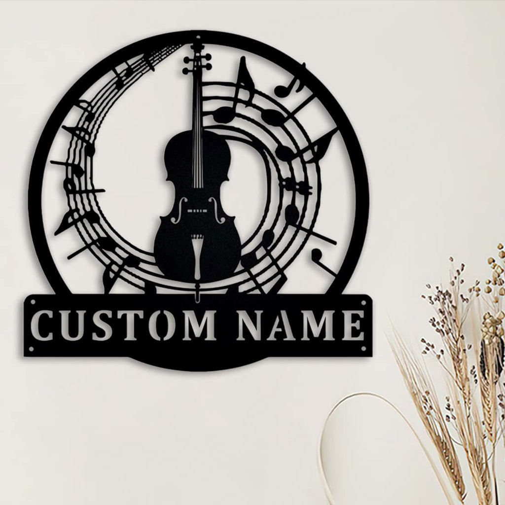 Personalzied Guitarist Name Wall Sign LED Lights Custom Cello Wall Art Music Neon Sign Electric Guitar Night Light Rock DJ LED Lamp Music Studio Plaque Musical Shed Name Plaque for Teacher