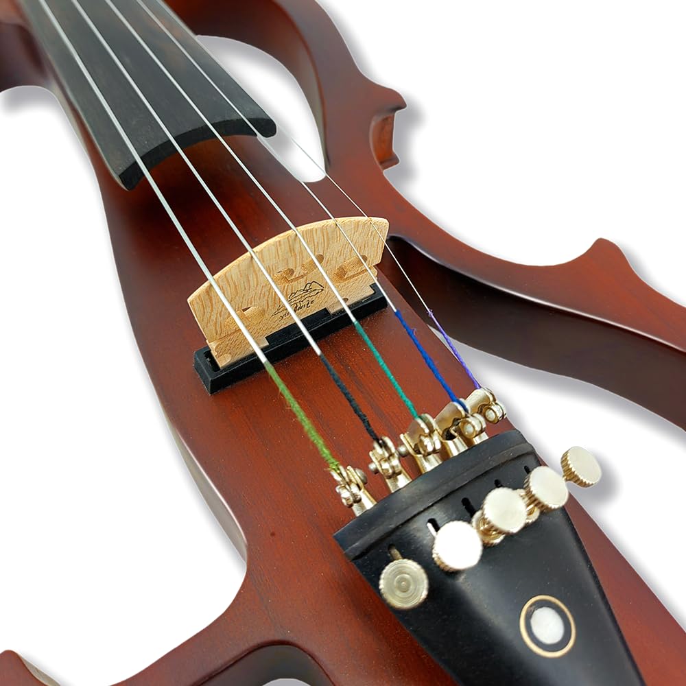 Vetimobato Electric Violin 4/4 Full Size Solid Wood Silent Violin Set for Adults Beginner Practice Electric Fiddle with Ebony Fittings Hard Case & Bow(4 String White)