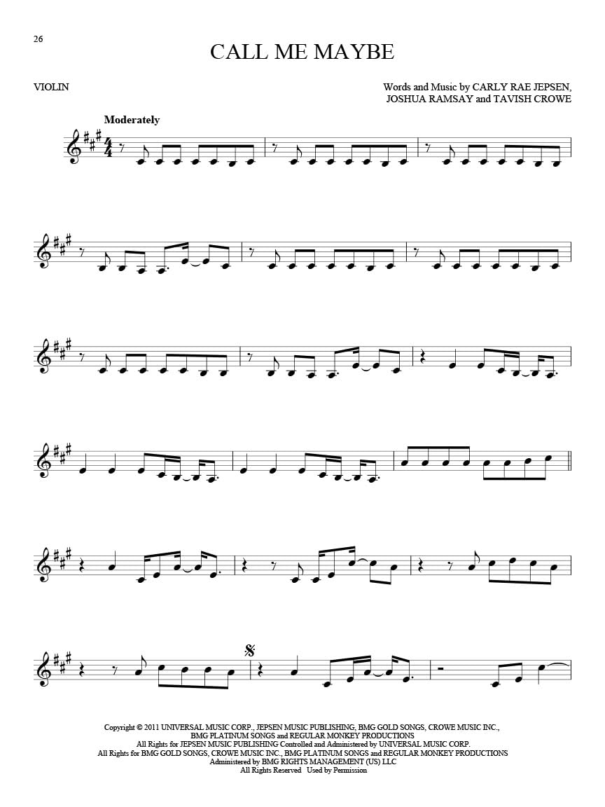 101 Hit Songs for Violin | Pop and Rock Sheet Music Collection | Solo Violin Songbook for Beginners and Intermediate Players | Music Book for Practice, Recitals, and Performance Use