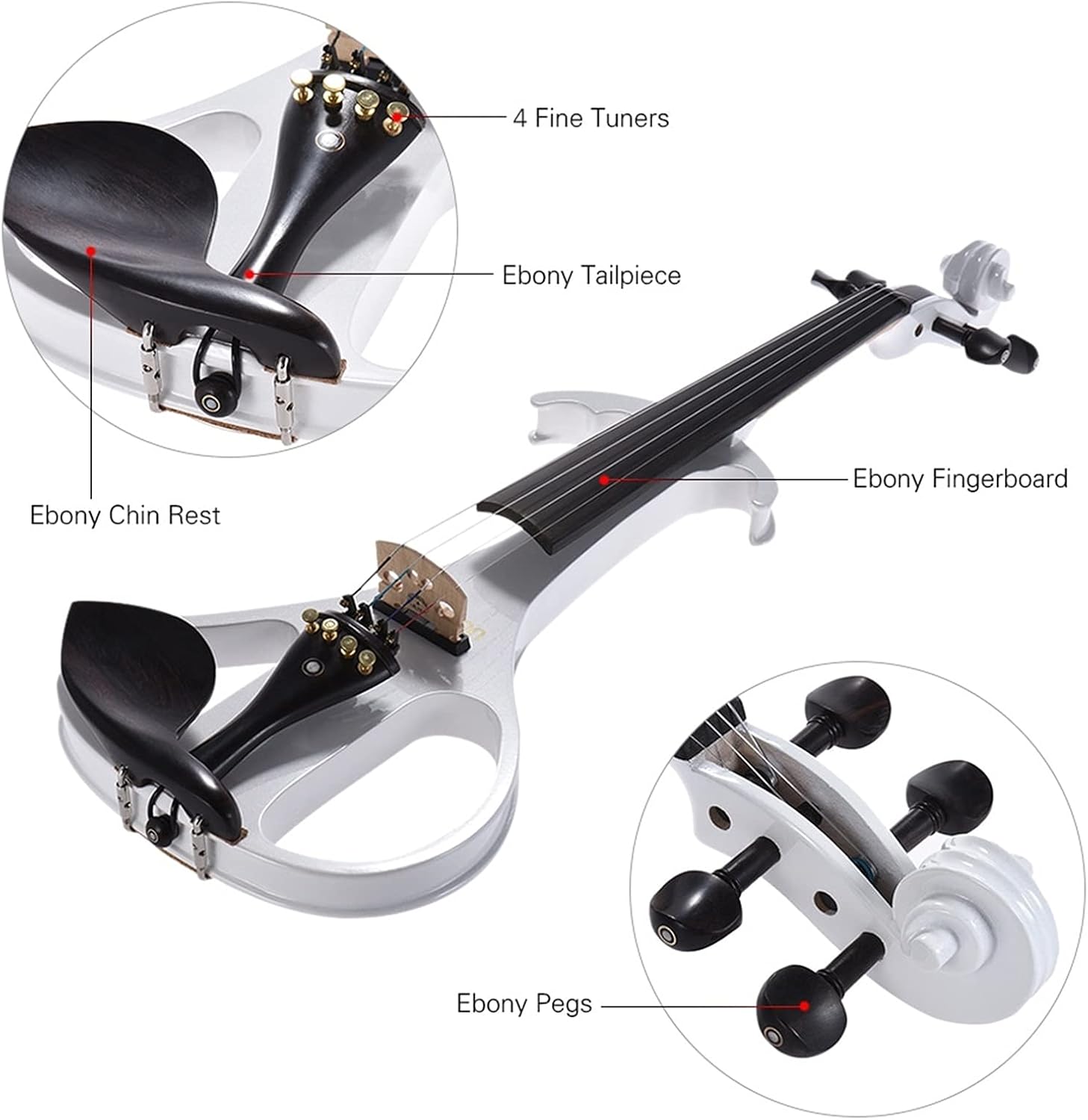 Violin Solid Wood Mute Electric Violin Violin Maple Body Ebony Fingerboard Nail Chin Rest Tail Plate Cello Kit