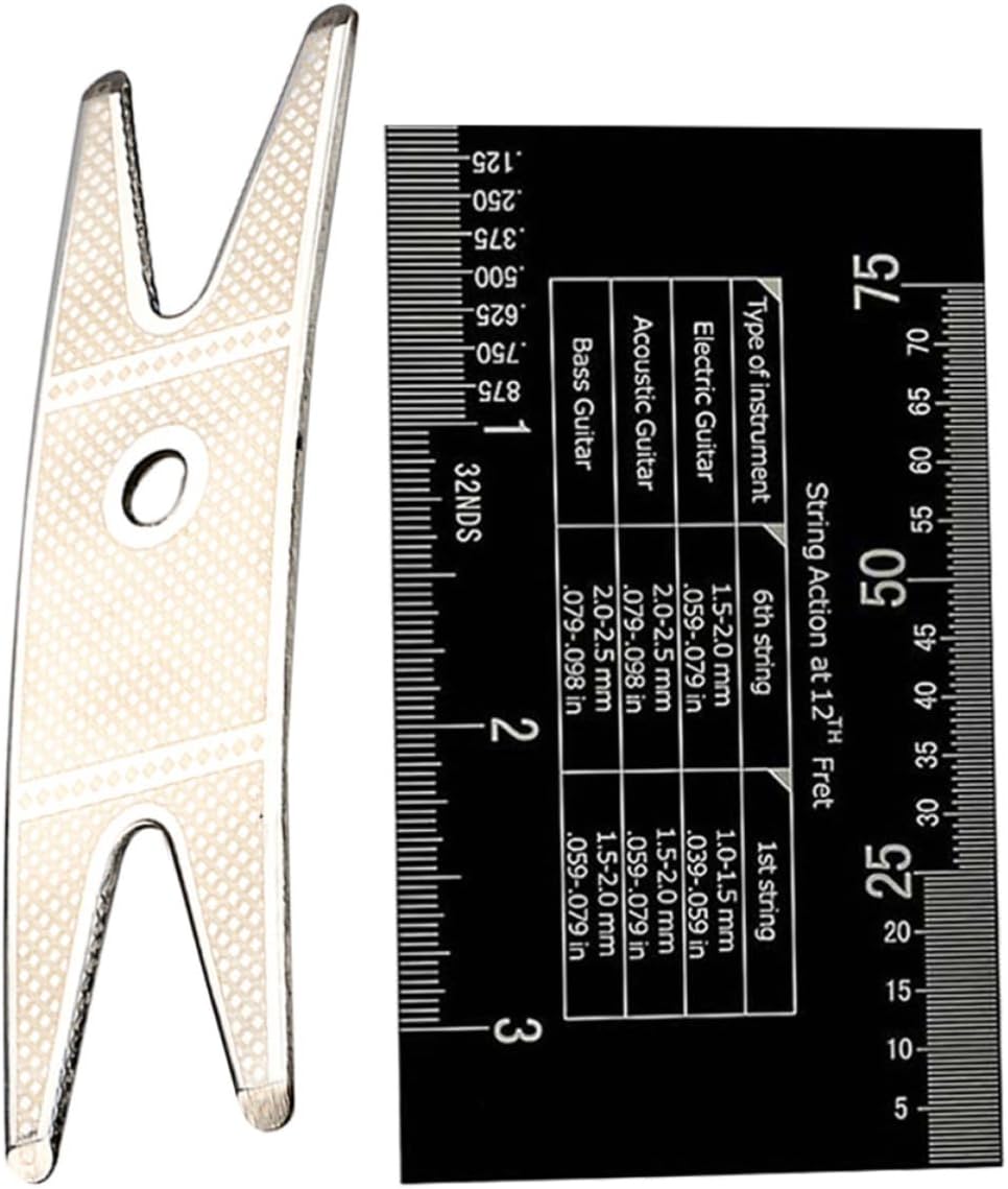 ibasenice String Action Ruler Gauge Tool for Violin and Guitar Measuring Vertical Distance and String Height with Stainless Steel Material, Easy to Use and Accurate Measurement for Music