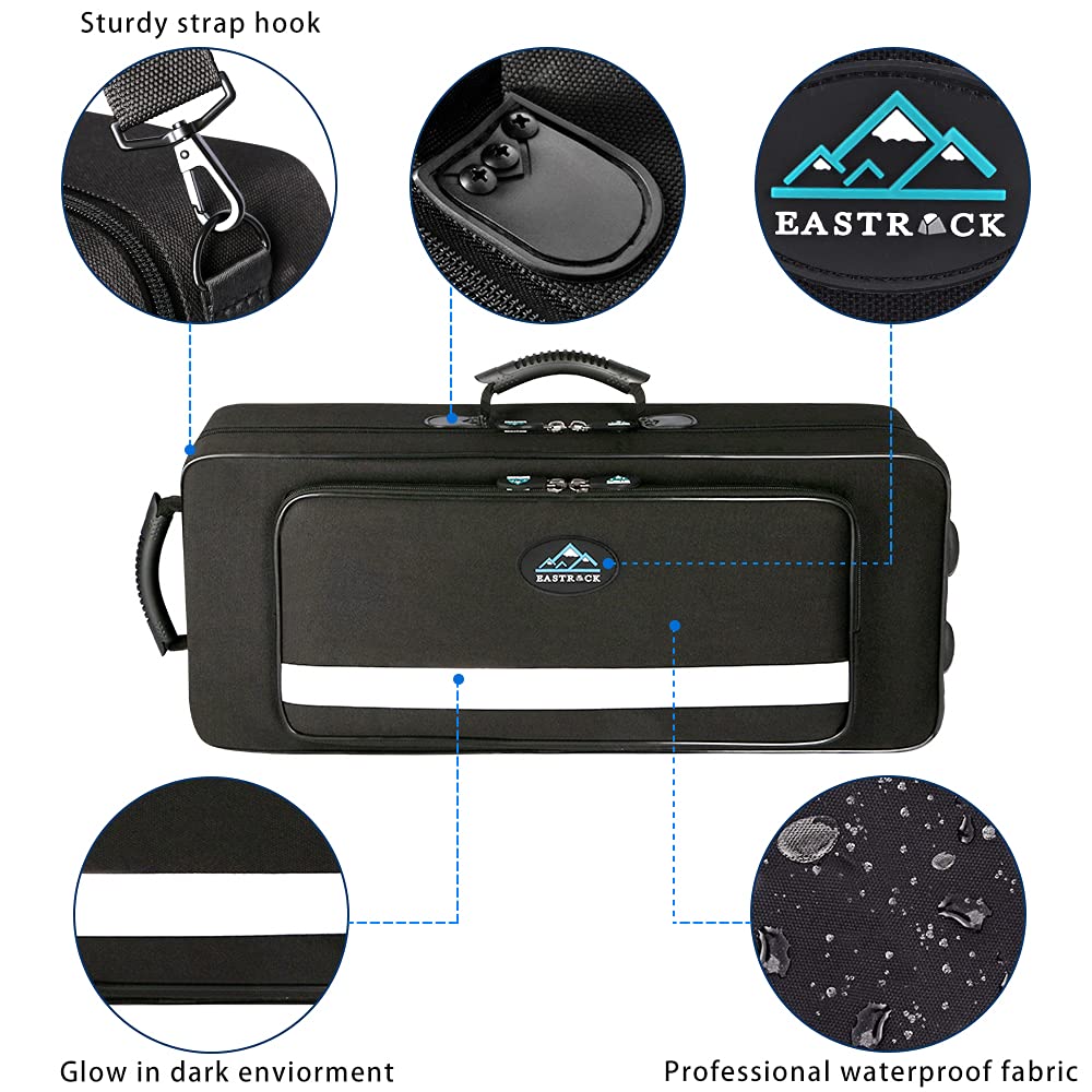 EASTROCK Black/Golden Alto Saxophone E Flat Sax Full Kit for Students Beginner with Carrying Case,Mouthpiece,Mouthpiece Cushion Pads,Cleaning Cloth&Cleaning Rod,White Gloves,Neck Strap