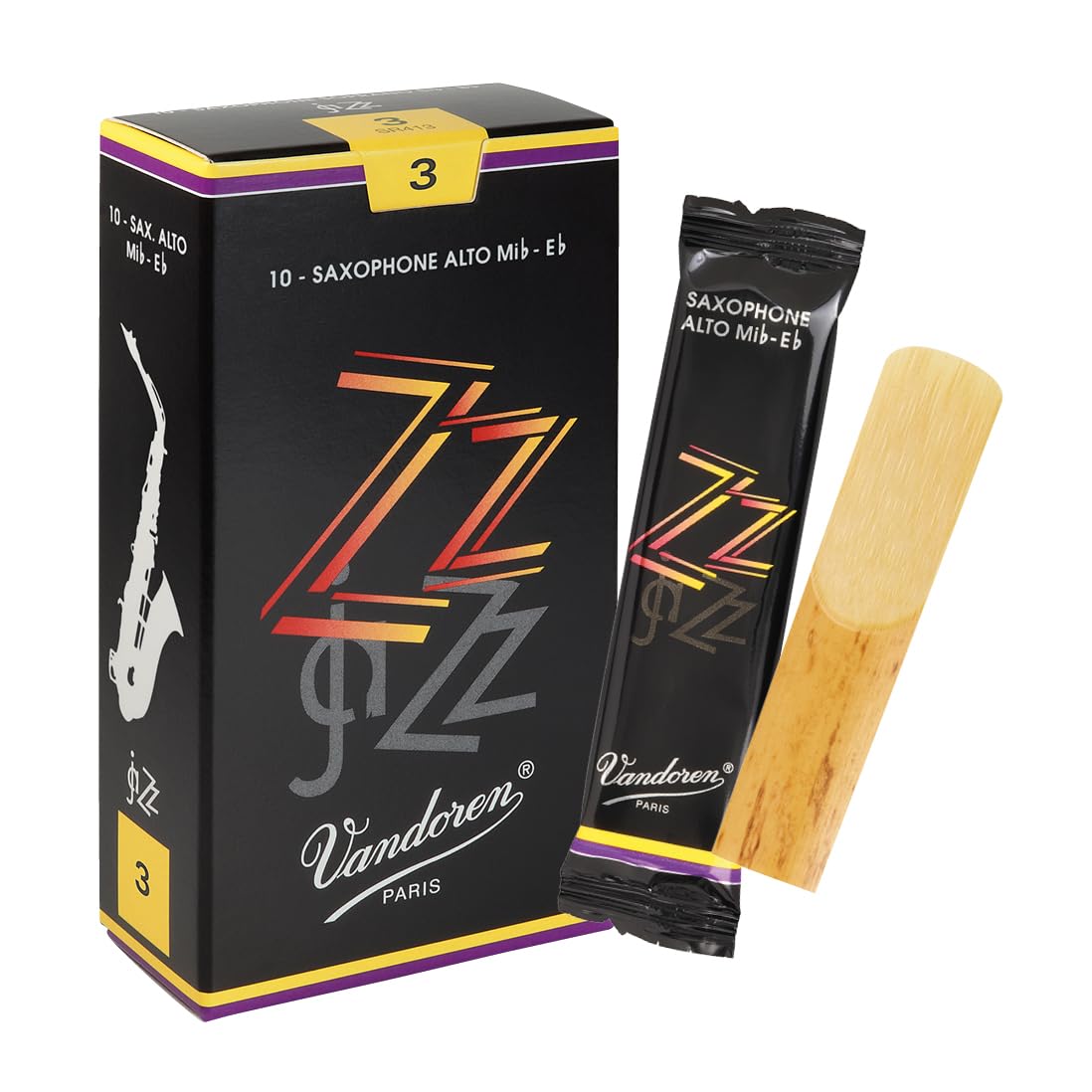 Vandoren SR4125 Alto Sax ZZ Reeds Strength 2.5; Box of 10