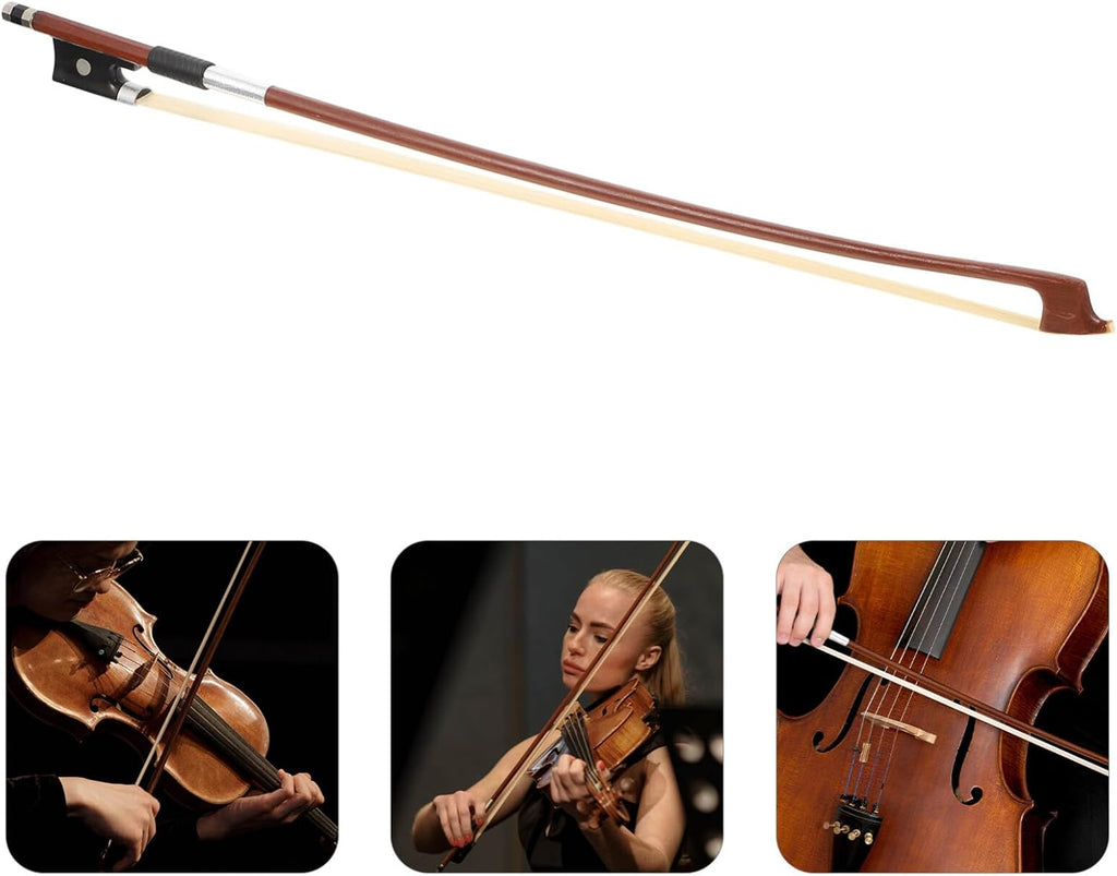 Holibanna Violin Bow with Natural Horsetail Hair Handmade Wood Bow for Student and Beginner Violinists 17.3 Inch Balanced Musical Instrument Accessory